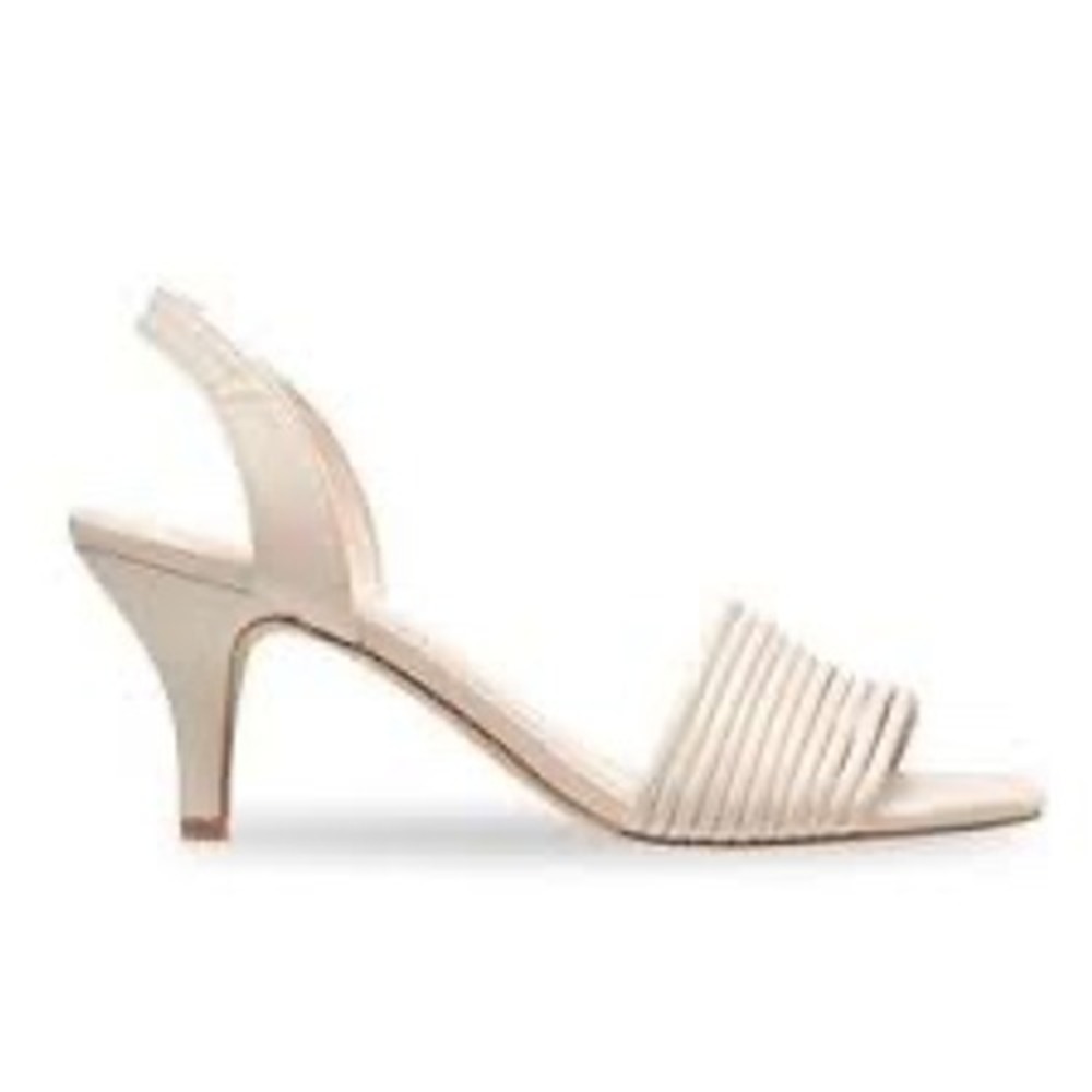 H Halston Hong Kong Nude Strappy Slingback Heeled Sandals Minimalist Bridal - 6